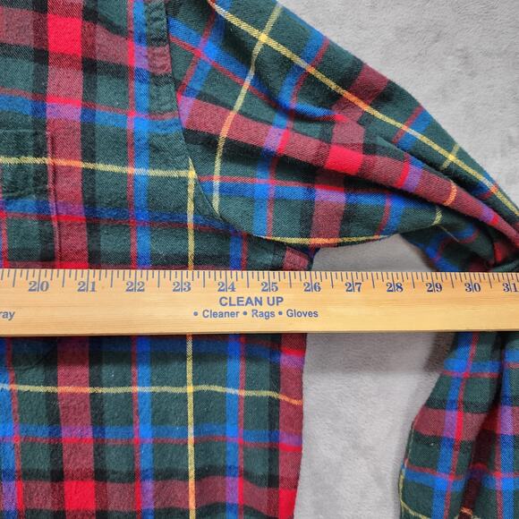 L.L Bean Traditional Fit Flannel Shirt Men XLARGE Green Red Western Scotch Plaid - Picture 7 of 11